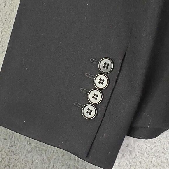 Talbots Blazer Jacket Womens Size 16p Petite Black Button Wool Stretch Lined - Picture 4 of 8